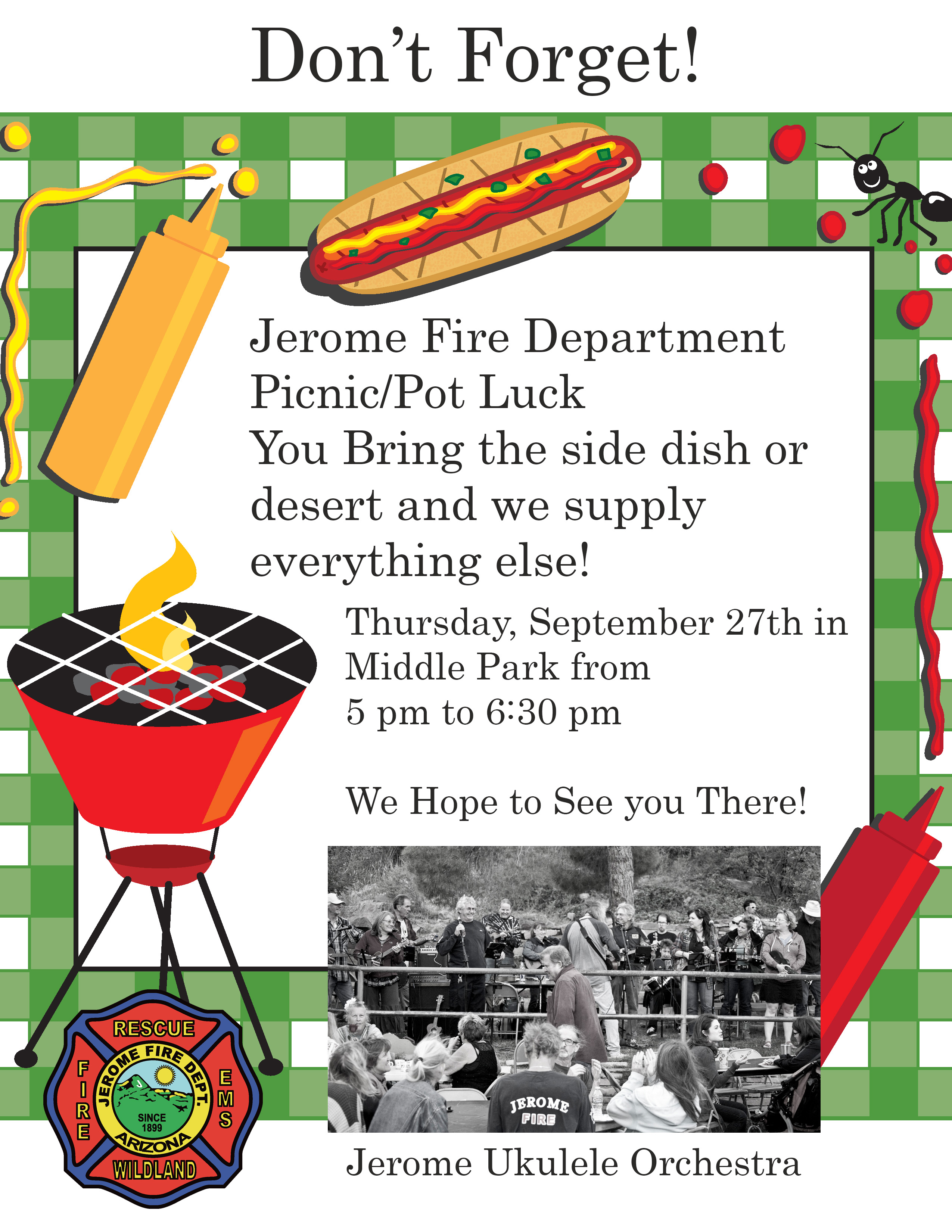 Jerome Fire Department town picnic poster